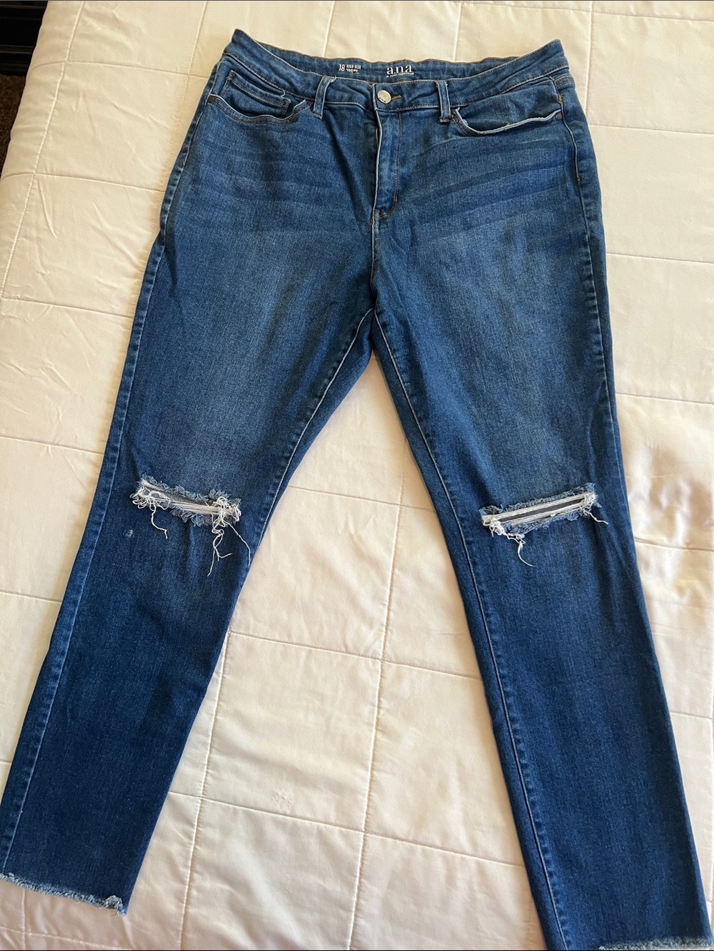 a.n.a Dark Blue Distressed High-Rise Legging Jeans
